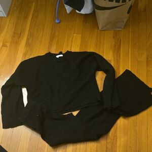 Pink Rose Black Ribbed Knit Apparel